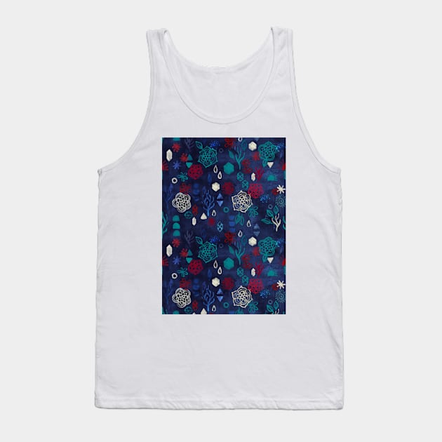 Elements - a watercolor pattern in red, cream & navy blue Tank Top by micklyn